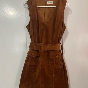 Warm and Cute for Boutique camel brown corduroy dress with belt size large